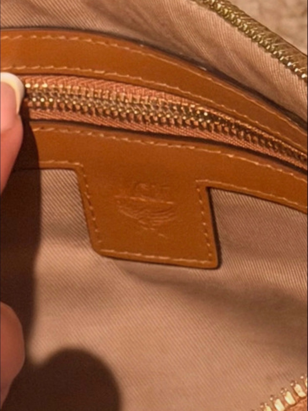 MCM Cognac Monogram Leather Pouch with Black Logos - Picture 4 of 4
